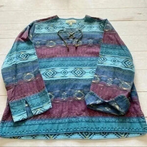 Cabela’s South western Aztec design long Sleeve Top XL
